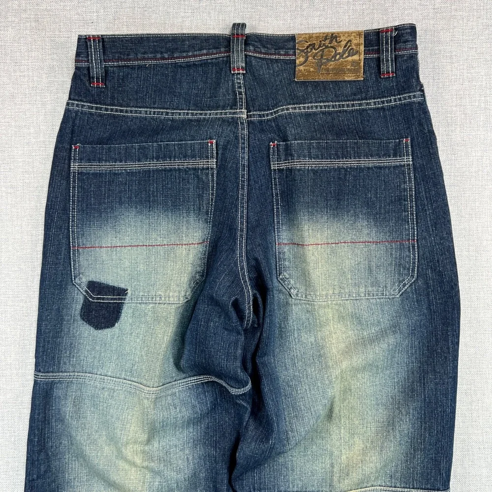 Vintage Y2K Southpole Baggy Jeans Mens 34 Blue Distressed Faded Patches Hip Hop
